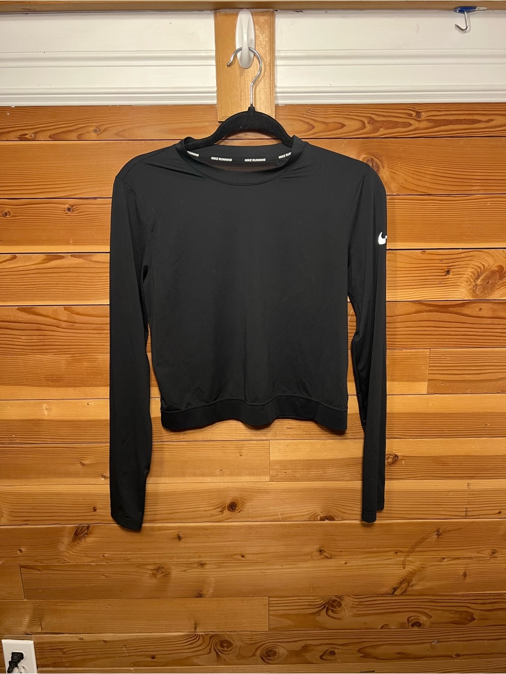 Nike Black Long-Sleeve Mesh Back Crewneck Performance Top